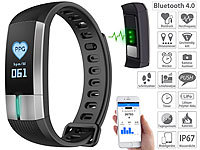 newgen medicals Fitness-Armband mit Blutdruck-, Herzfrequenz und EKG-Anzeige, IP67; Fitness-Armband mit Blutdruck- und Herzfrequenz-Anzeigen, Bluetooth Fitness-Armband mit Blutdruck- und Herzfrequenz-Anzeigen, Bluetooth 