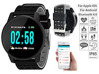 newgen medicals Fitness-Uhr mit Herzfrequenz und Nachrichten-Anzeige, Bluetooth, IP65; Fitness-Armbänder mit Herzfrequenz-Messung und GPS-Streckenaufzeichnung 